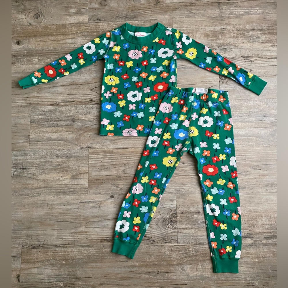 Hanna Andersson Green Floral Pajama Set Size 4